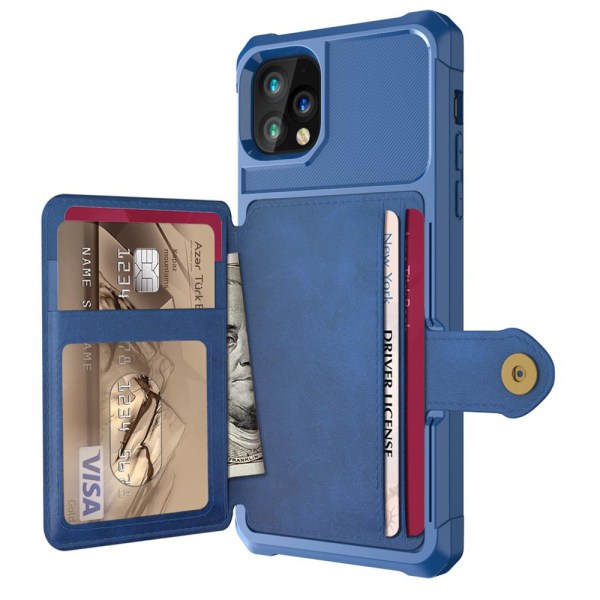 Praktisk beskyttelsesdeksel med kortrom - iPhone 11 Pro Max Blå