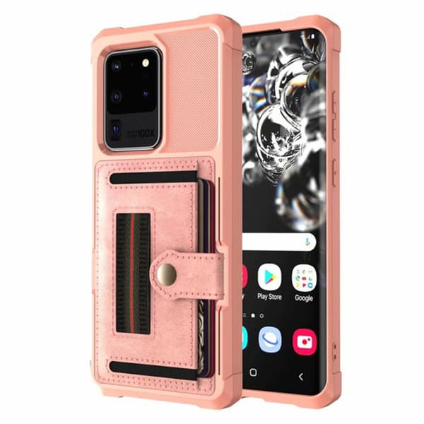 Glat cover med kortholder - Samsung Galaxy S20 Ultra Blå