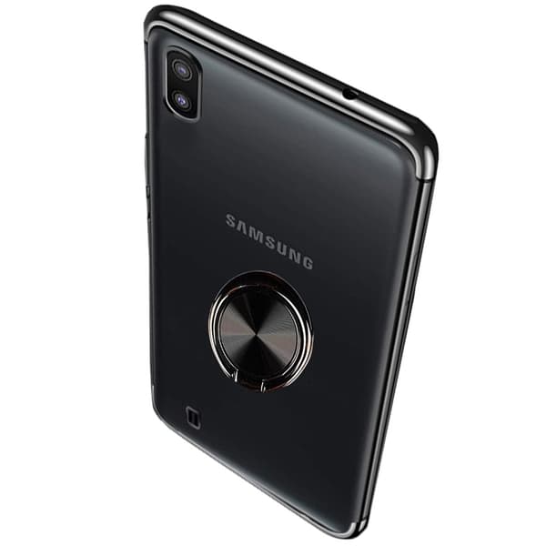 Exklusivt Silikonskal med Ringhållare - Samsung Galaxy A10 Silver