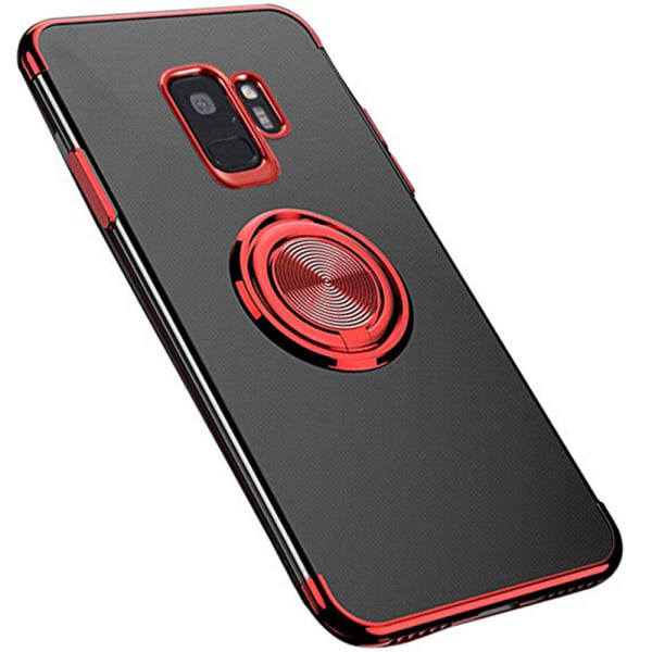 Samsung Galaxy S9 - Eksklusivt silikonecover med ringholder Röd