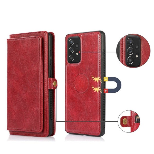 Sileä tyylikäs 2-1 lompakkokotelo - Samsung Galaxy A52 Röd