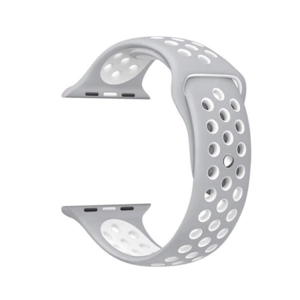 Apple Watch 42mm - HUTECHs praktiske silikonarmbånd -ORIGINAL- Grå/Vit L