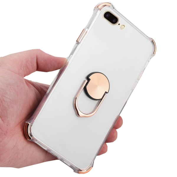 iPhone 8 Plus - Tehokkaasti ohut kotelo sormustelineellä Blå