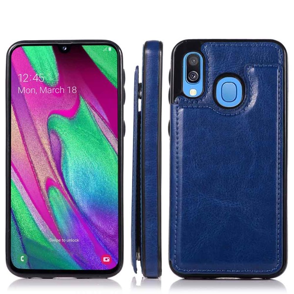 Sileä Nkobee-kotelo korttitelineellä - Samsung Galaxy A20E Mörkblå