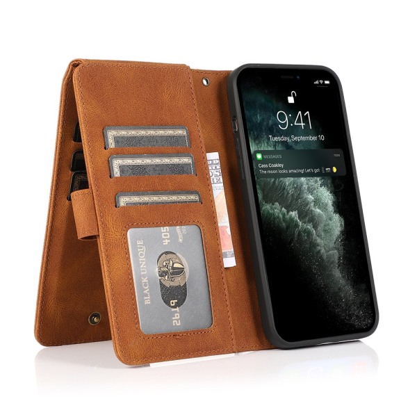 Romslig og solid lommebokdeksel (Floveme) - iPhone 12 Pro Max Svart