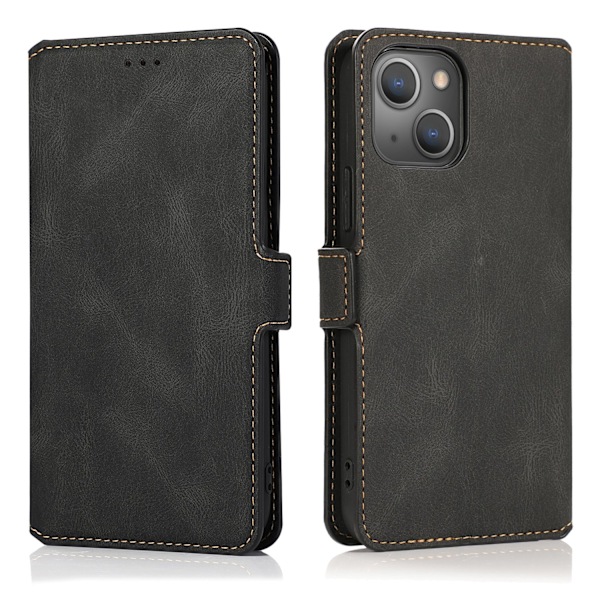 iPhone 15 Plus - Elegant Flip Wallet Skinnfodral Brun