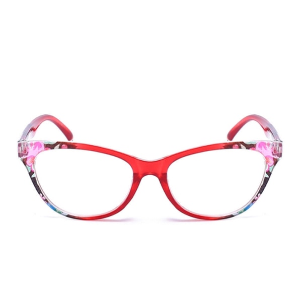 Elegante blomstrede læsebriller Röd +4,0