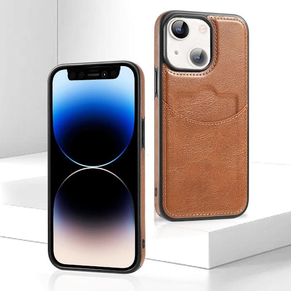 iPhone 15 Fodral med Kortfack - Smart & Elegant Vinröd