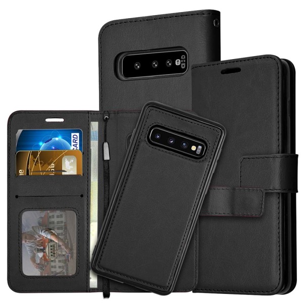 Samsung Galaxy S10 Plus - Floveme Wallet Case -kaksoistoiminto Röd