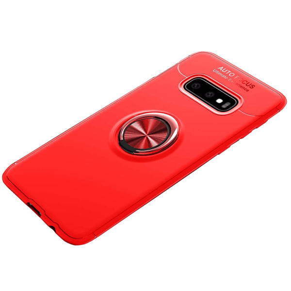 Robust beskyttelsesdeksel med ringholder for Samsung Galaxy S10e Röd/Röd