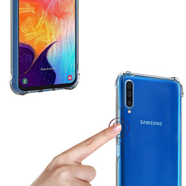 Beskyttende silikondeksel med tykt hjørne - Samsung Galaxy A50 Transparent/Genomskinlig