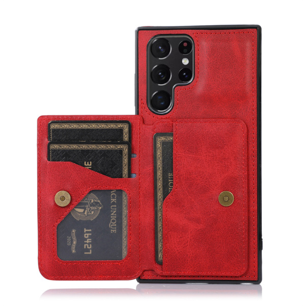 Samsung Galaxy S23 Ultra - Kännykän kansi korttipaikalla Röd