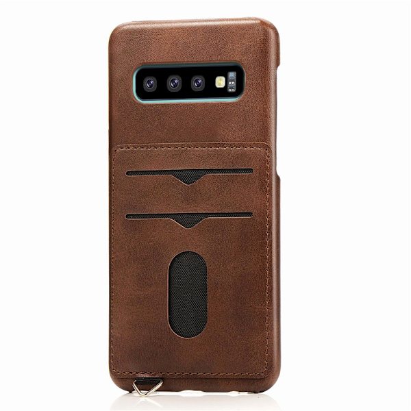 LEMANS Smarta Skal med Korthållare till Samsung Galaxy S10 Plus Ljusbrun