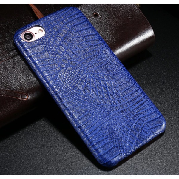 iPhone 7 - Eksklusivt praktisk stilfuldt cover (krokodillemønster) Blå