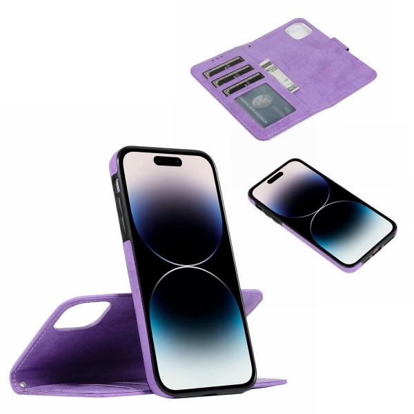 iPhone 15 Plus - Magnetfunktion Pungetui i PU-læder med Marine blue