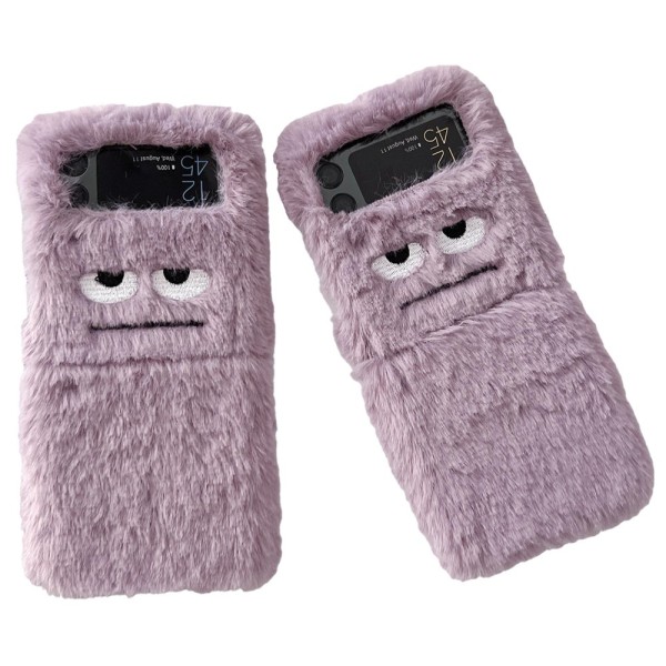Fluffy, mykt syntetisk pelsdeksel - Samsung Galaxy Z Flip 3 Lila