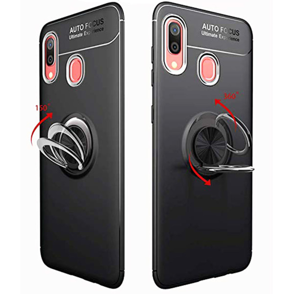 Robust cover med ringholder - Samsung Galaxy A40 Svart/Röd
