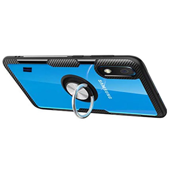 Fleksibelt cover med ringholder (Leman) - Samsung Galaxy A10 Mörkblå