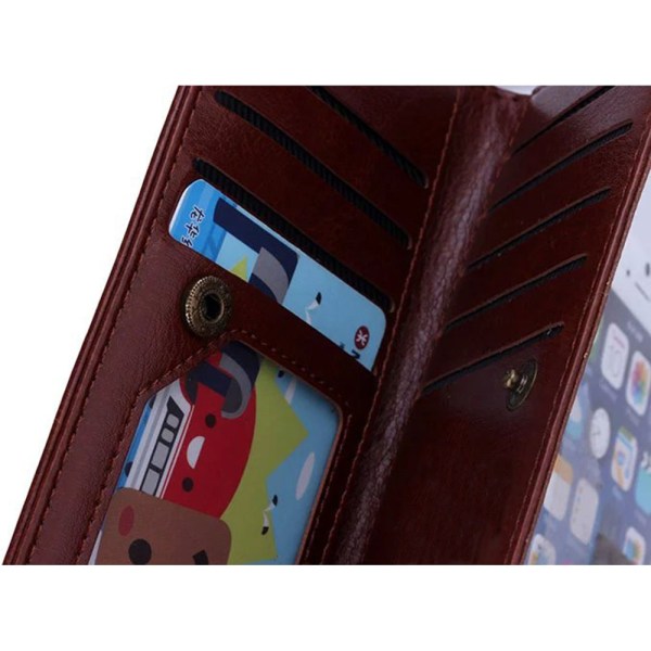 Samsung Galaxy S10 Plus - 9-kortin Royben-lompakkokotelo Brun