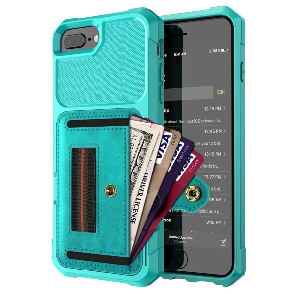 Stødabsorberende cover med kortholder - iPhone 8 Plus Grön