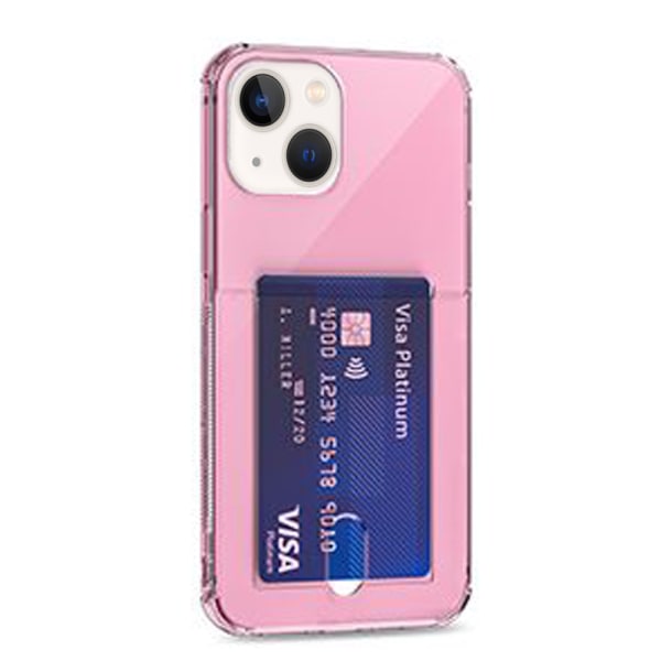 Tyylikäs suojakuori, jossa on tilaa korteille - iPhone 13 Mini Hot Pink