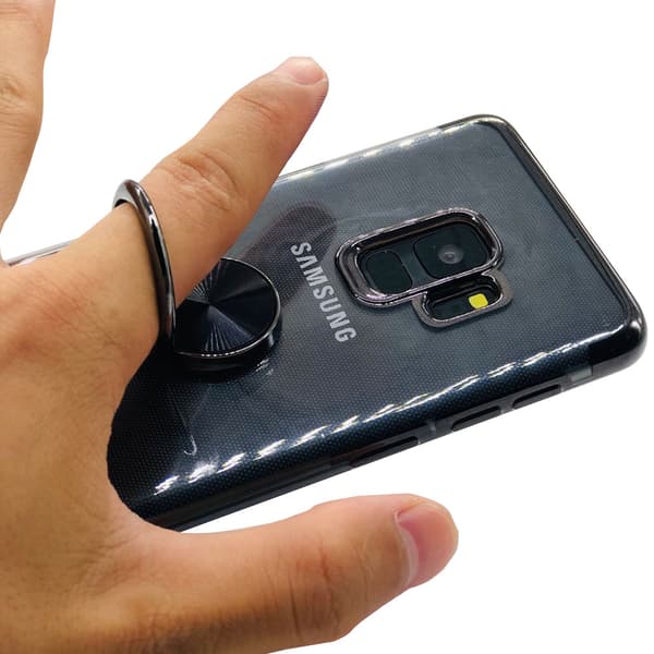 Samsung Galaxy S9 - Exklusivt Silikonskal med Ringhållare Silver Silver