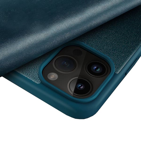 iPhone 15 Pro - PU-läderfodral med fönster och SIM-hållare Orange