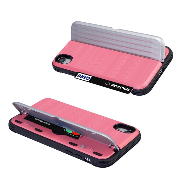 EXXO Beskyttelsesveske med kortspor for iPhone XR Rosa