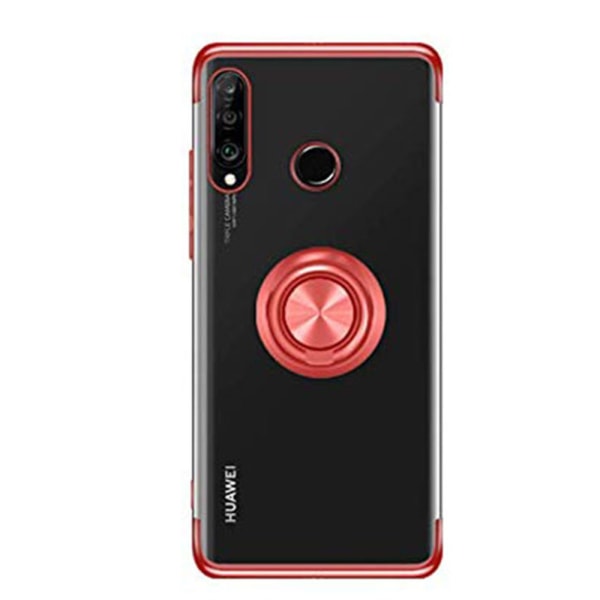 Huawei P30 Lite - FLOVEME Silikonskal med Ringhållare Röd