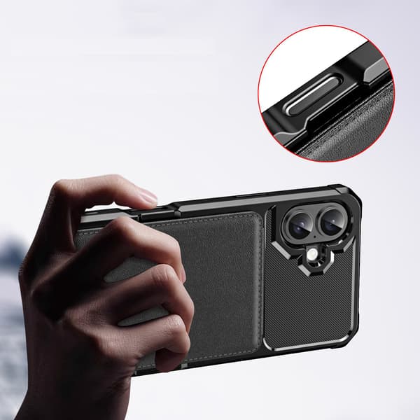 Kortfodral med skyddande egenskaper för iPhone 16 Svart