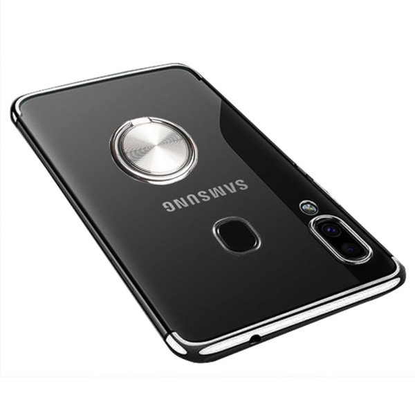 Iskuja vaimentava silikonikuori sormustelineellä - Samsung Galaxy A20E Svart