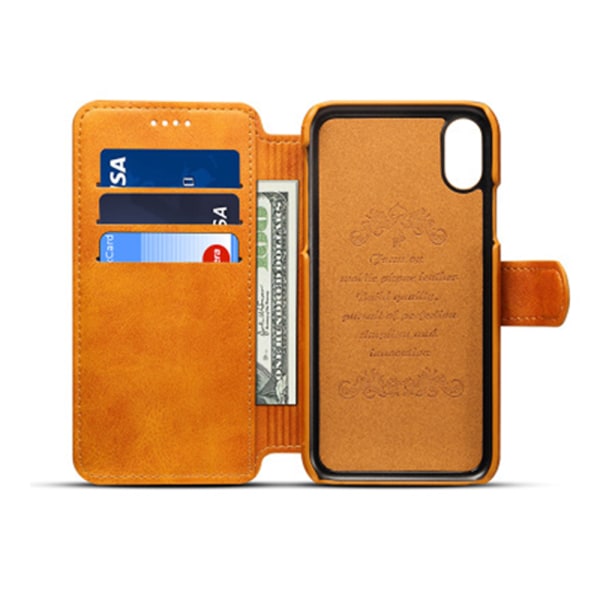 SUTENI - Läderfodral med Plånbok till iPhone X/XS Grå