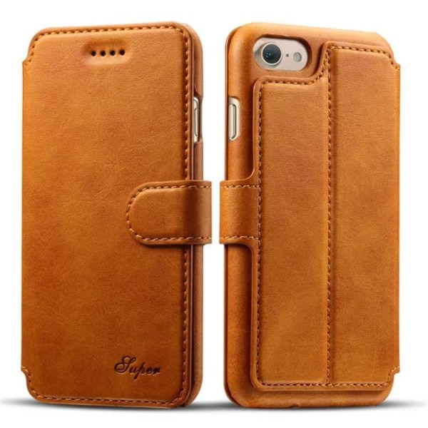 Fodral i Retro-design av LÄDER till iPhone 6/6S Plus Ljusbrun