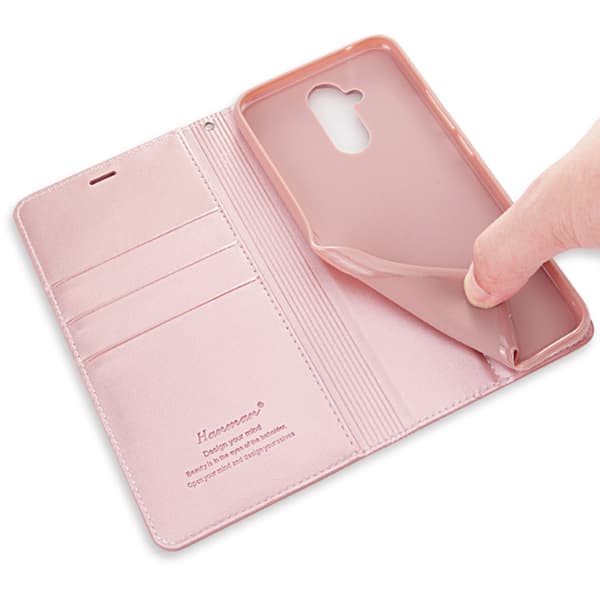Mate 20 Lite - Elegant Plånboksfodral i PU-Läder av Hanman Svart