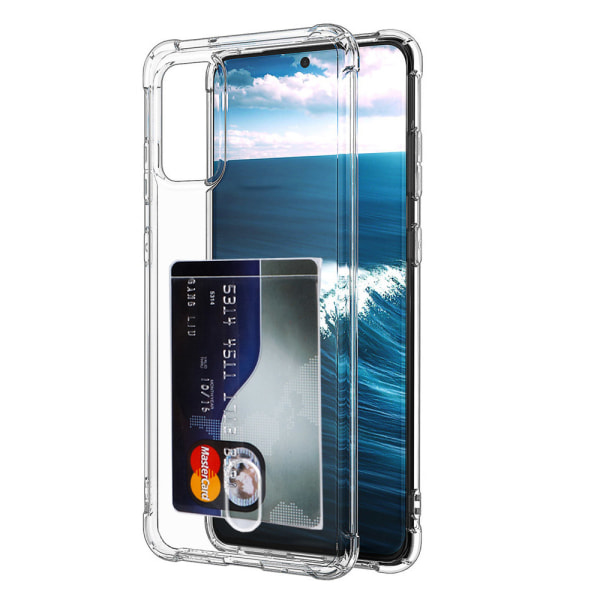 Samsung Galaxy S20 Plus - Sileä Floveme-kansi korttilokerolla Transparent/Genomskinlig