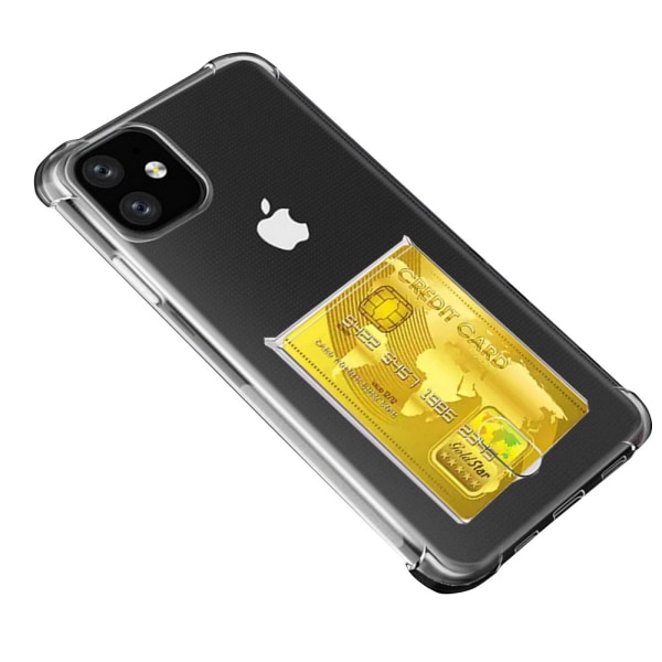 Iskuja vaimentava kansi korttilokerolla - iPhone 11 Pro Max Transparent/Genomskinlig