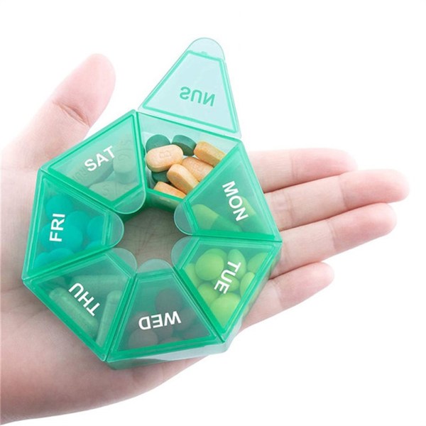 Brugervenlig Dosett medicinsk doseringsboks (ugentlig boks) Grön