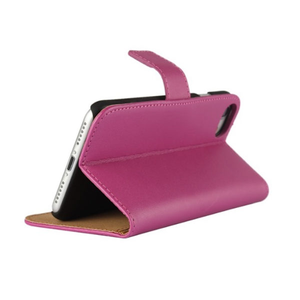 Stilrent Exklusivt RETRO Plånboksfodral i läder iPhone 7 PLUS Hot Pink