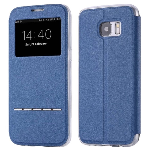 Smart deksel med svarfunksjon - Samsung Galaxy J7 (modell 2017) Blå