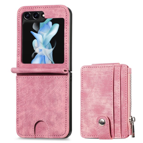Galaxy Z Flip 5 5G - 2 in 1 -lompakkokotelo korttipaikalla Pink