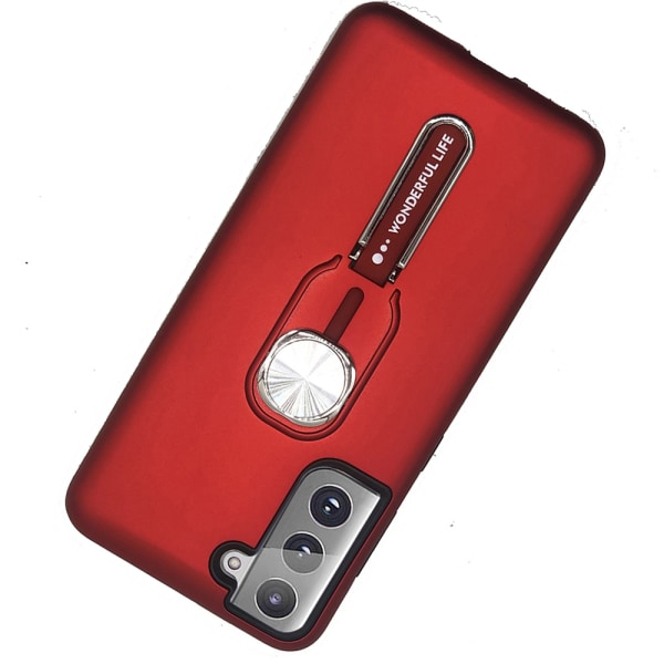 Praktisk beskyttelsescover med stativ - Samsung Galaxy S21 Plus Röd