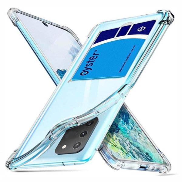 Iskunkestävä kansi korttilokerolla - Samsung Galaxy Note 20 Ultra Transparent/Genomskinlig