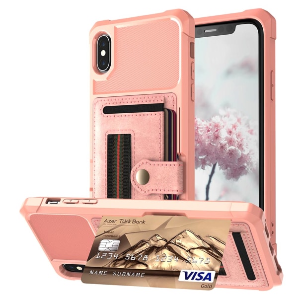 Smidigt Skal med Korthållare - iPhone XS Max Roséguld