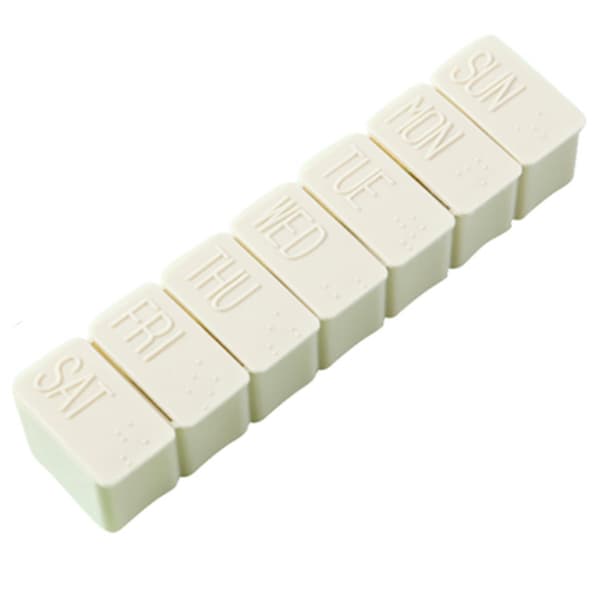 Dosett med 7 rum (ugentlig dosett) Medicinbeholder Vit