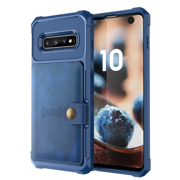 Glat slidbestandigt cover med kortrum - Samsung Galaxy S10 Brun