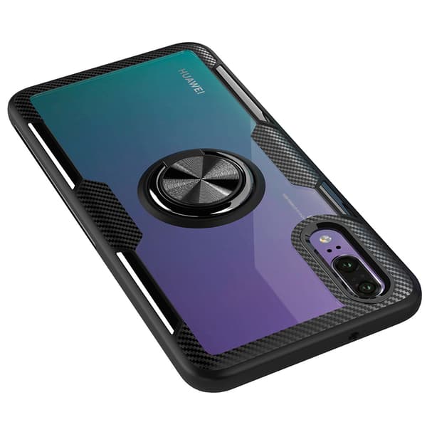 Robust Skal med Ringhållare - Huawei P20 Svart/Silver