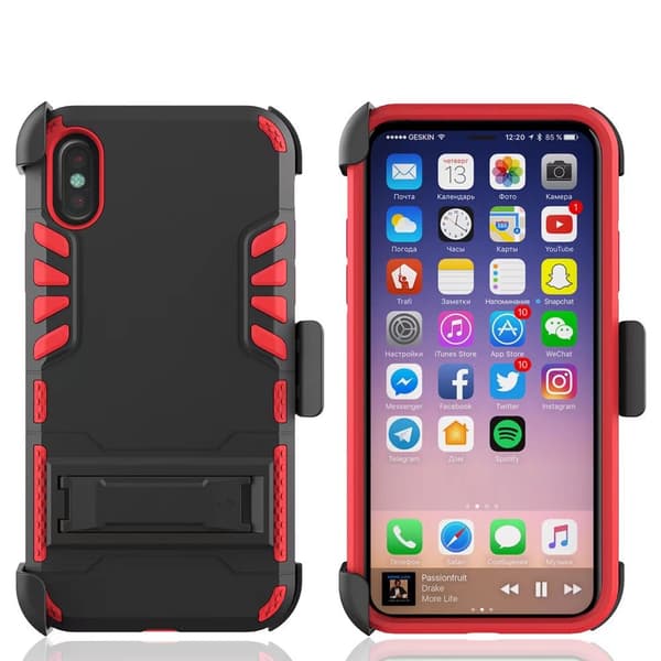 Flerdelat Skyddsfodral för iPhone X/XS Röd