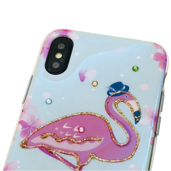 Cover i retro design (Pink Flamingo) til iPhone X/XS