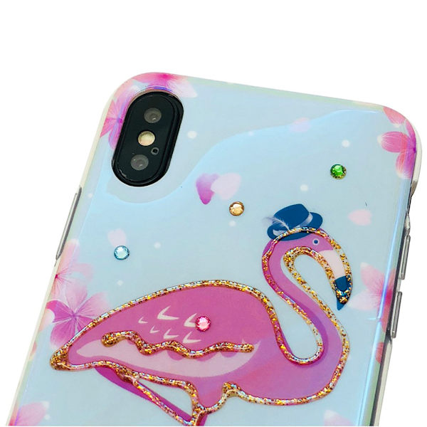 Skal i Retrodesign (Pink Flamingo) till iPhone X/XS