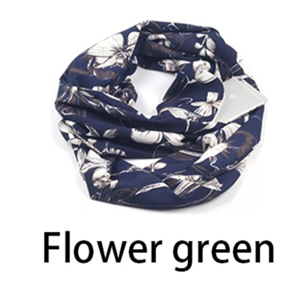 Komfortabelt eksklusivt tyndt ringtørklæde Grön Blommor